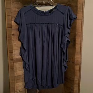 NWT small navy top with flutter sleeves